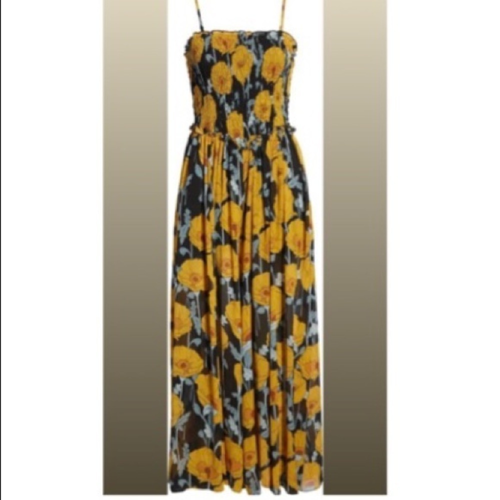 Free People XS Summer Floral Jumpsuit Blue/Yellow/Brown - Picture 1 of 6